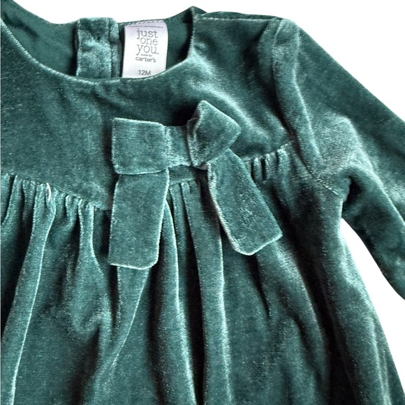 Carter's Emerald Velvet Baby Dress with Bloomers - Picture 3 of 9